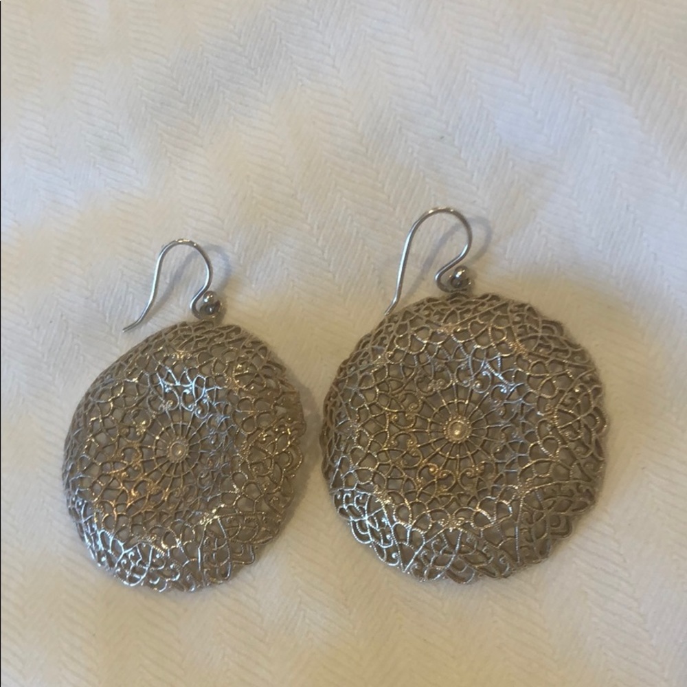 Stella and Dot round silver earrings